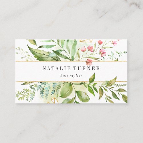 Watercolor Wild Green Foliage Appointment Reminder Business Card