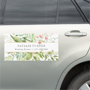 Watercolor Wild Green Foliage Car Magnet