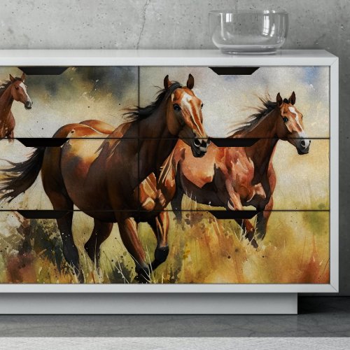 Watercolor Wild Horses Galloping Decoupage Tissue Paper