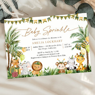 Watercolor Wild Jungle Safari Baby Sprinkle Invitation