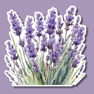Watercolor Wild Lavender Waterproof Sticker