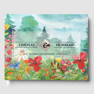 Watercolor Wild Meadow | Wildflowers Wedding Guest Book