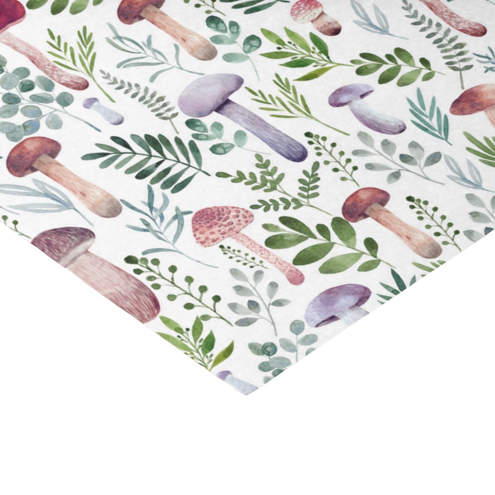 Disover Watercolor Wild Mushrooms and Leaves Pattern  Tissue Paper