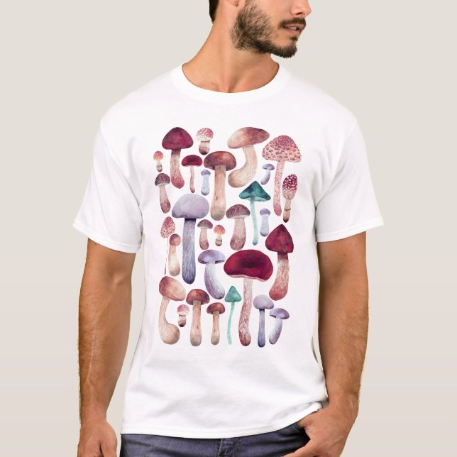 Watercolor Wild Mushrooms Collection  T-Shirt (Front)