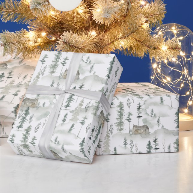  Watercolor Wild Pine Pattern Wrapping Paper (Holidays)