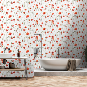Watercolor Wild Poppies Wallpaper