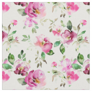 Watercolor Wild Rose Pattern  Fabric