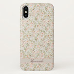 Watercolor Wild Roses Pattern Personalized iPhone X Case