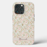 Watercolor Wild Roses Pattern Personalized iPhone 13 Pro Case