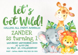 Safari 1st Birthday Invitations Zazzle