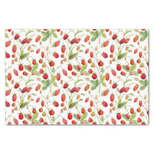 Watercolor Wild Strawberry Pattern  Tissue Paper