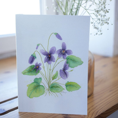 Watercolor Wild Violets Birthday Card