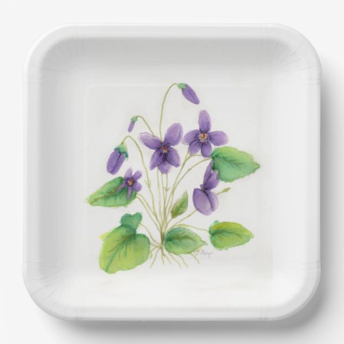 Watercolor Wild VIolets Melamine Plate