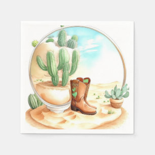 Watercolor Wild West Boy Baby Shower Napkins