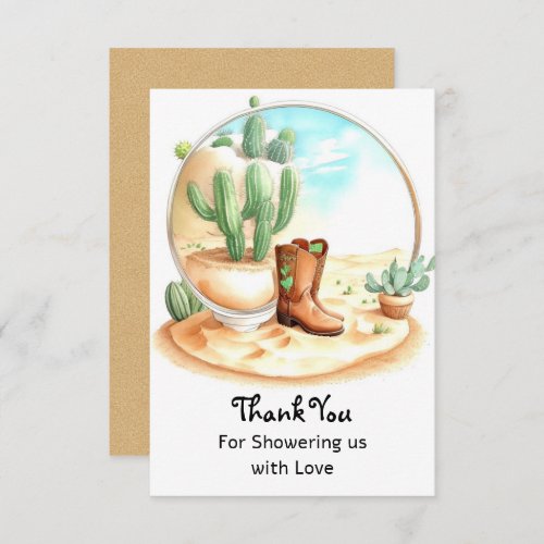 Watercolor Wild West Boy Baby Shower Thank You Card