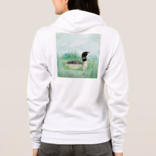 Watercolor Wilderness Bird Common Loon art Hoodie