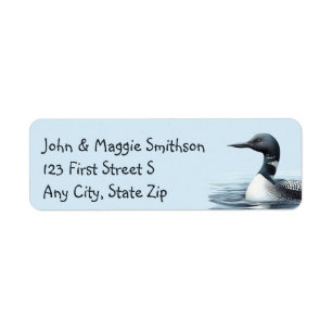 Watercolor Wilderness Common Loon Bird Address Label