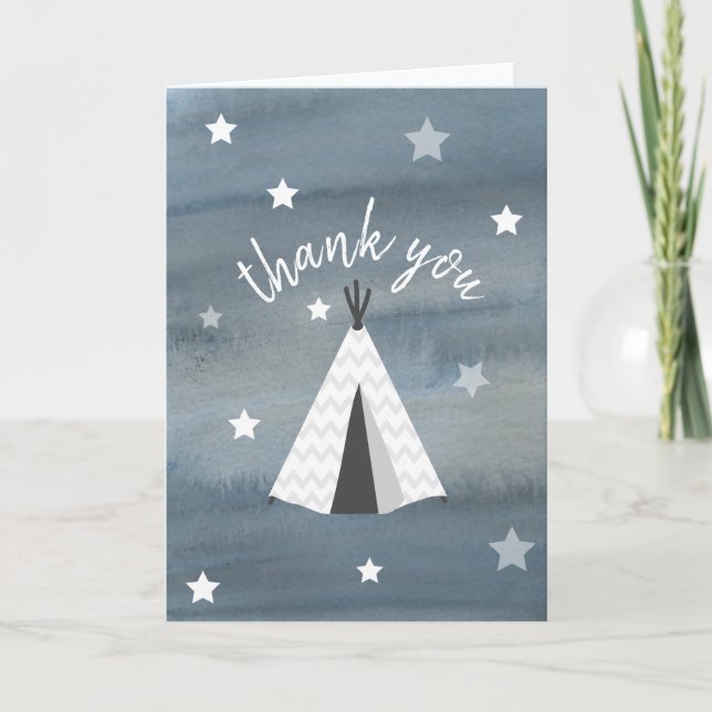 Watercolor Wilderness Stars Tipi Thank You (Front)