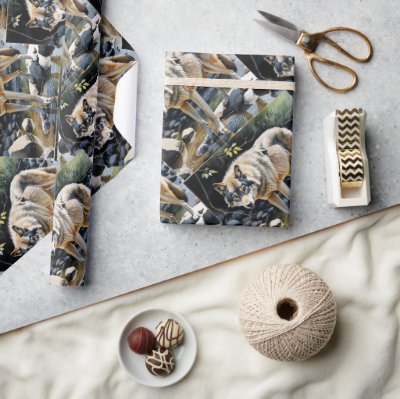  Watercolor Wilderness Wolf Animal Nature Wrapping Paper