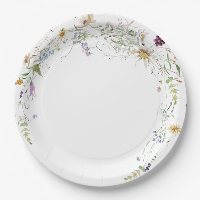 Watercolor Wildfire Bridal Shower Paper Plates (Front)