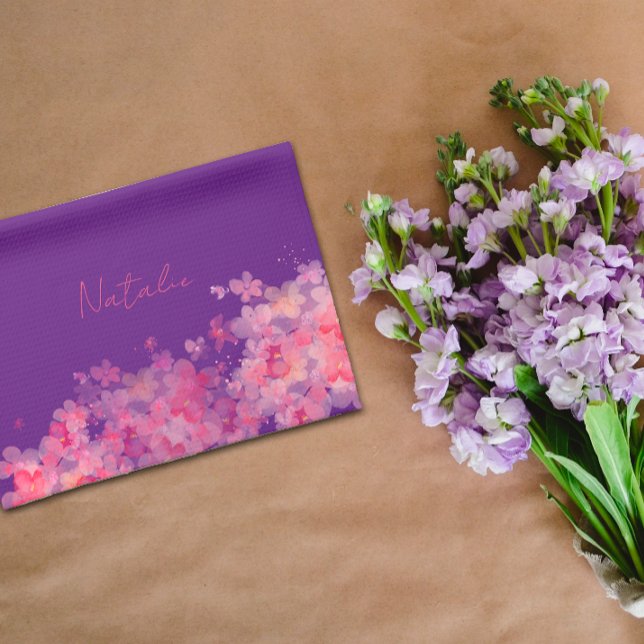 Watercolor wildfloral purple name  kitchen towel (Creator Uploaded)
