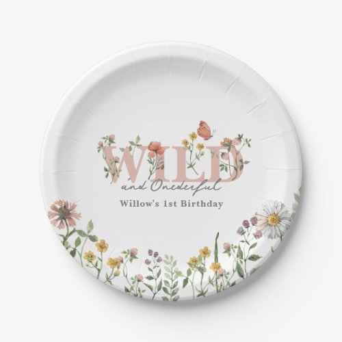 Watercolor Wildflower 1st Birthday Custom Paper Plates
