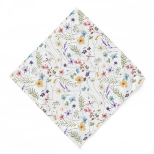 Watercolor Wildflower And Butterflies Pattern Bandana