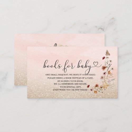 Watercolor Wildflower and butterfly baby shower bo Enclosure Card