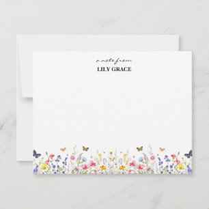 Watercolor Wildflower and Butterfly Note Card