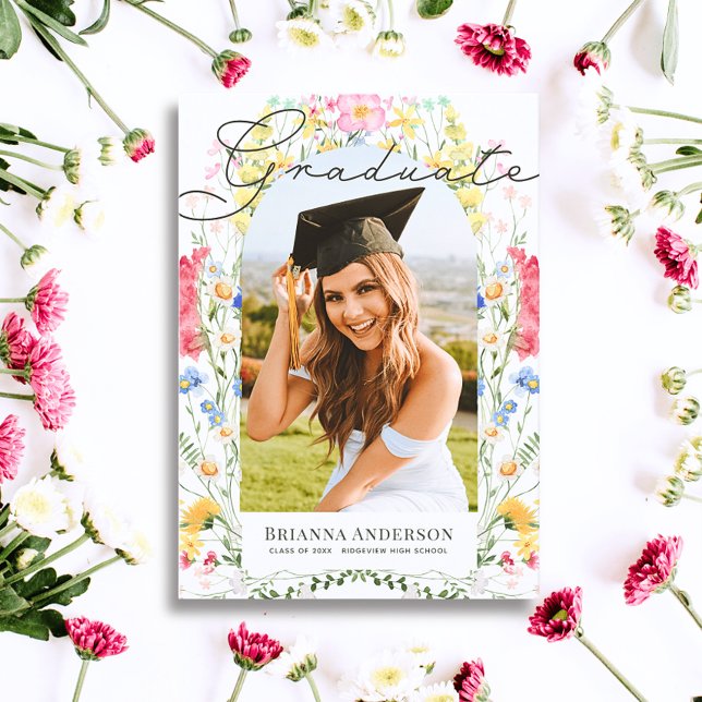 Watercolor Wildflower Arch Graduation Photo Invitation (Creator Uploaded)