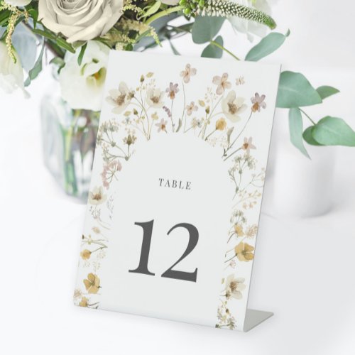 Watercolor Wildflower Arch Wedding Table Number Pedestal Sign