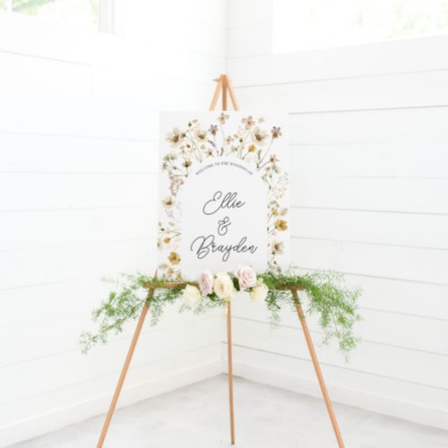 Watercolor Wildflower Arch Wedding Welcome Sign