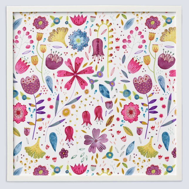 Watercolor Wildflower Art Peel And Stick Photo Tile (Watercolor wildflower peel and stick wall art by Nic Squirrell)