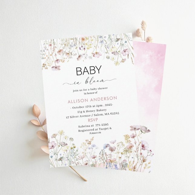 Watercolor Wildflower  Baby in Bloom Baby shower Invitation (Creator Uploaded)
