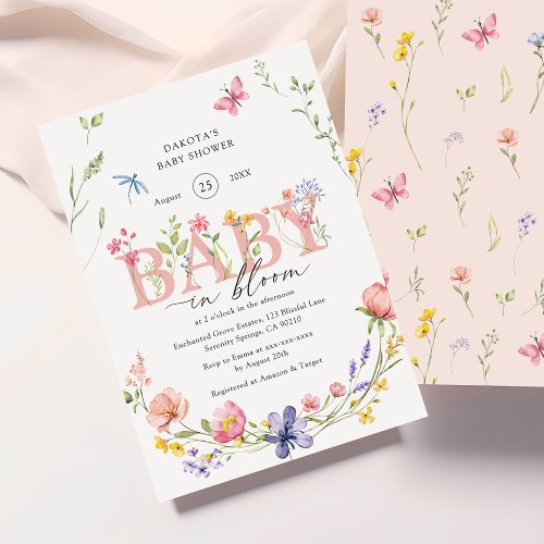 Watercolor Wildflower Baby in Bloom Baby Shower Invitation