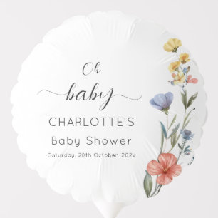 Watercolor Wildflower Baby Shower Balloon