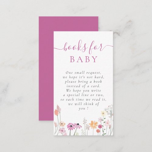 Watercolor Wildflower Baby Shower Book Request Enclosure Card