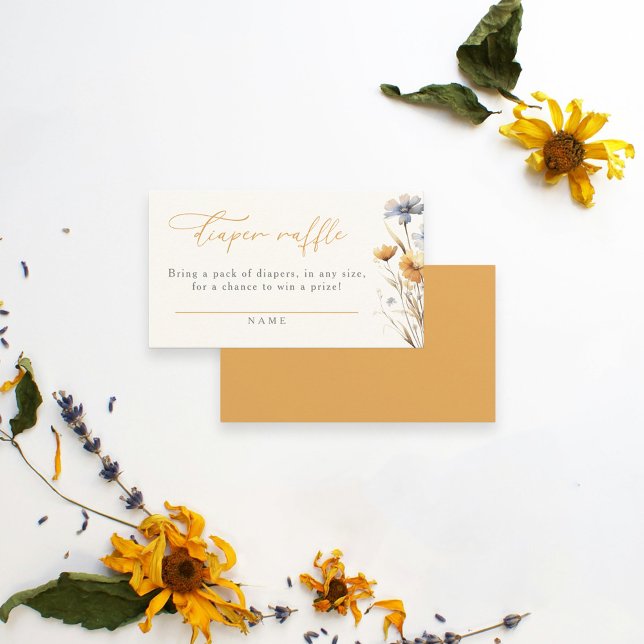Watercolor Wildflower Baby Shower Diaper Raffle Enclosure Card (Creator Uploaded)