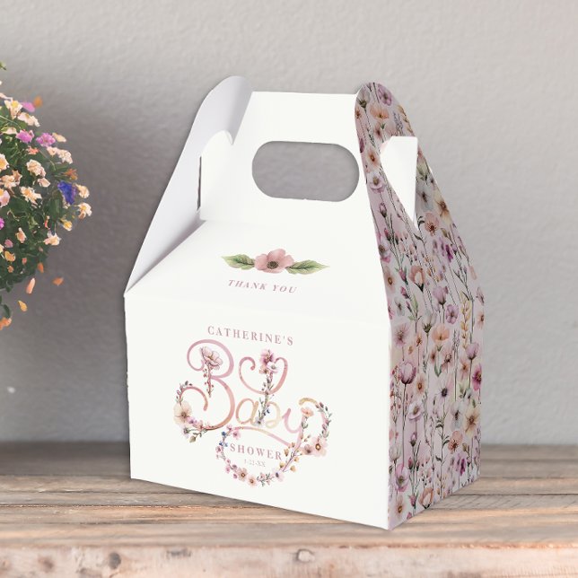 Watercolor Wildflower Baby Shower Favor Box – Dust (Favor Box)