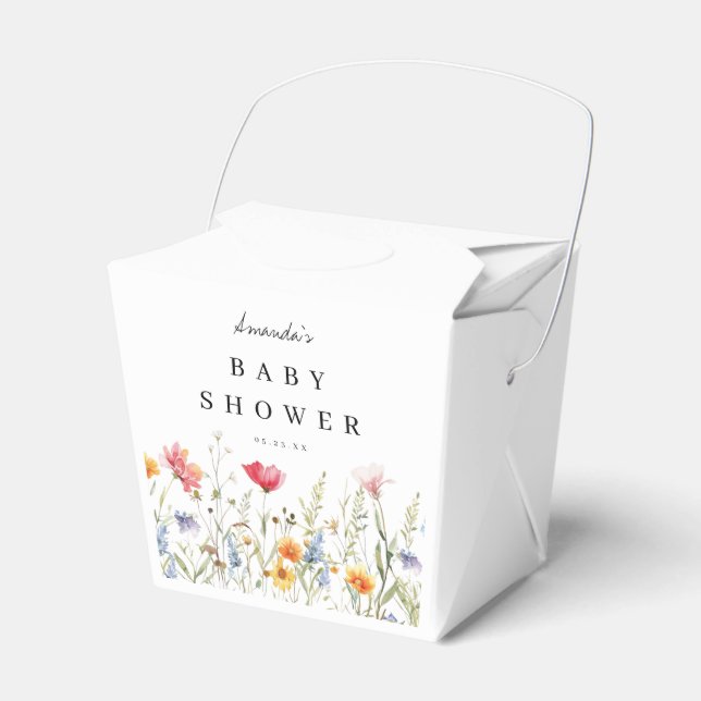 Watercolor Wildflower Baby Shower Favor Boxes (Front Side)