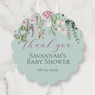 Watercolor Wildflower Baby Shower Floral Thank You Favor Tags