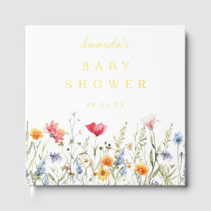 Watercolor Wildflower Baby Shower Foil Guest Book