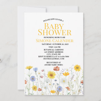 watercolor wildflower baby shower invitation