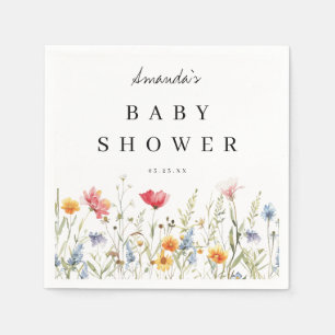 Watercolor Wildflower Baby Shower Napkins