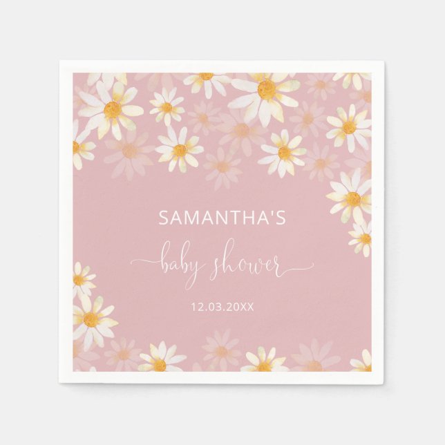 Watercolor wildflower Baby Shower Napkins (Front)