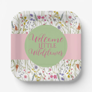 Watercolor Wildflower Baby Shower Paper Plates