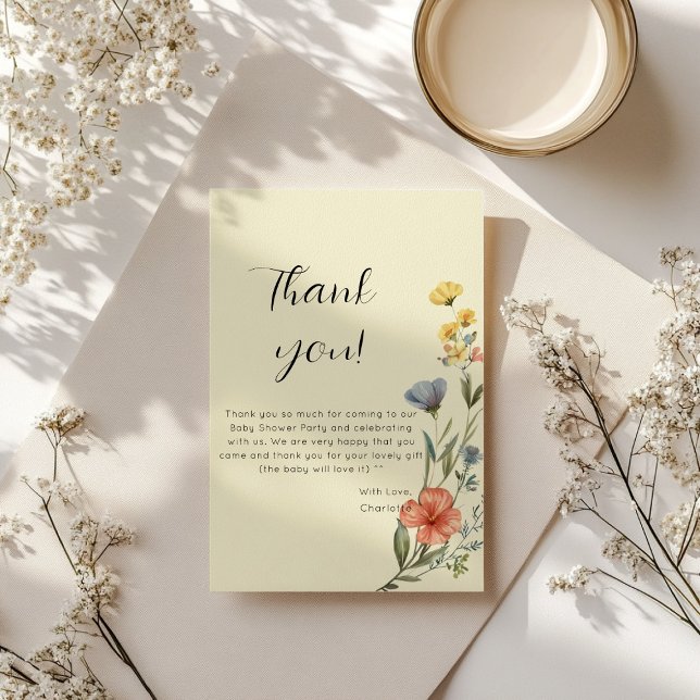 Watercolor Wildflower Baby Shower Thank You Card (Creator Uploaded)