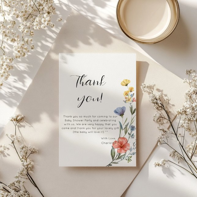 Watercolor Wildflower Baby Shower Thank You Card (Creator Uploaded)