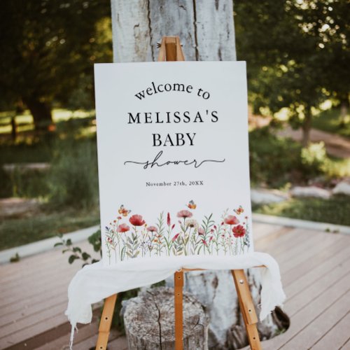 Watercolor Wildflower Baby Shower Welcome Foam Board