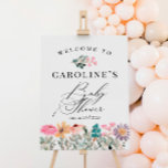 Watercolor Wildflower Baby Shower Welcome Sign at Zazzle
